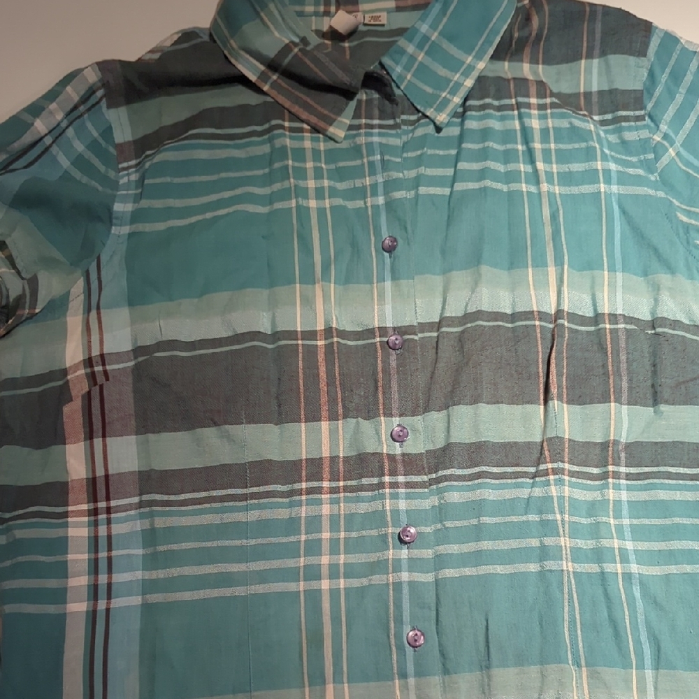 Women's  Teal Plaid Shirt